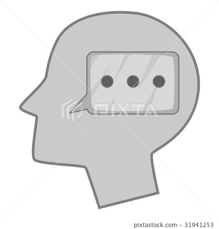 Speech bubble inside human head icon monochrome - Stock Illustration ...