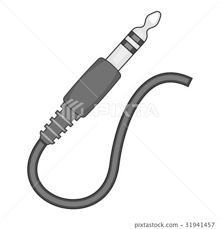 Guitar audio jack with black cable icon monochrome Guitar audio jack with black cable icon monochrome 31941457