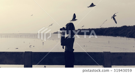 Woman Taking Snap Photo with Camera Wanderlust Woman Taking Snap Photo with Camera Wanderlust 31943059