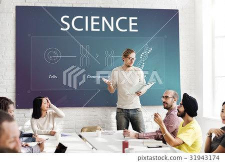 Diverse group of people studying DNA cells icons Diverse group of people studying DNA cells icons 31943174
