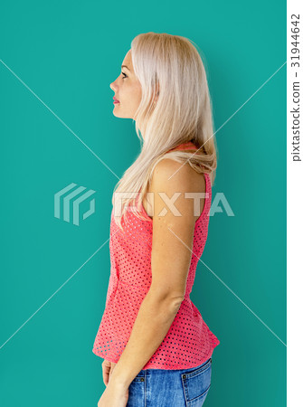 Adult Woman Serene Face Expression Side Gesture Studio Portrait Adult Woman Serene Face Expression Side Gesture Studio Portrait 31944642