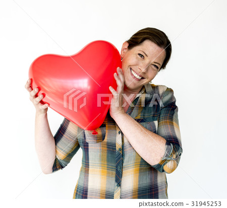 People Hands Holding Heart Balloons Studio Portrait People Hands Holding Heart Balloons Studio Portrait 31945253