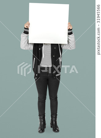 Person Standing and Holding empty Placard 31945566