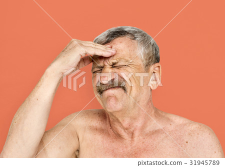 Senior Adult Man Face Expression Feeling Studio Portrait 31945789