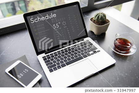 Graphic of personal organizer appointment schedule on laptop 31947997