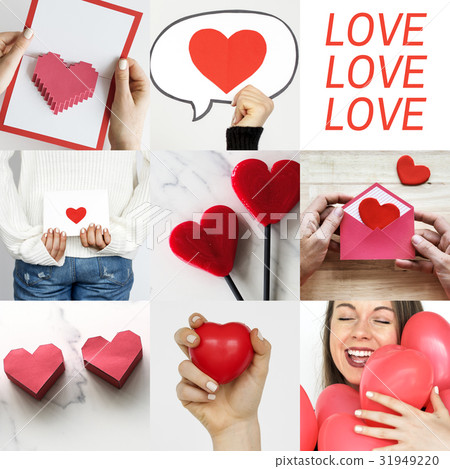 Adult Woman with Love Heart Artwork Studio Collage Adult Woman with Love Heart Artwork Studio Collage 31949220