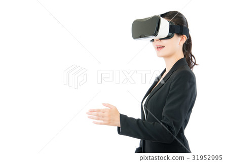asian business woman handshake by VR headset asian business woman handshake by VR headset 31952995