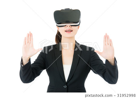 asian business woman control by VR headset glasses asian business woman control by VR headset glasses 31952998