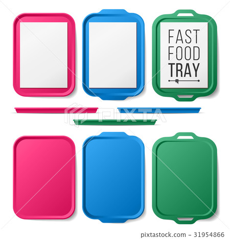 Tray Salver Set Vector. Empty Plastic Rectangular 31954866