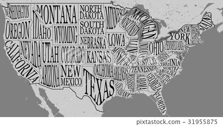 Handdrawn illustration of USA map hand lettering 31955875