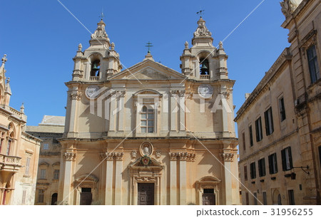 市的城堡姆迪納大教堂馬耳他歐洲 31956255