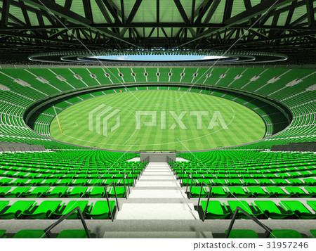 Australian rules football stadium with green seats Australian rules football stadium with green seats 31957246