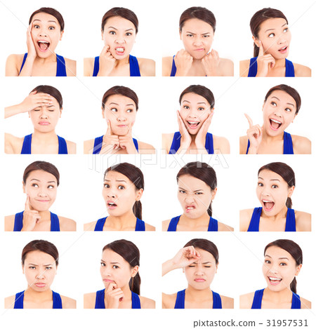 asian young woman facial expressions 31957531
