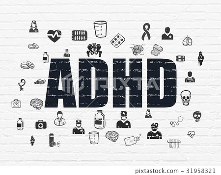 Health concept: ADHD on wall background 31958321