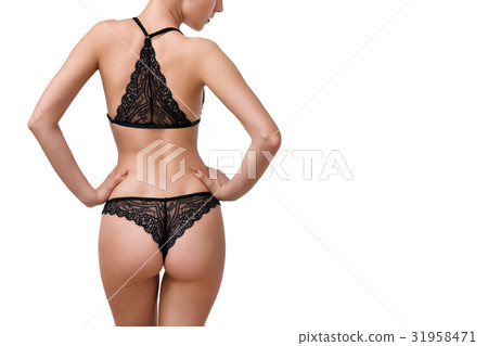 Slim, beautiful woman in lace lingerie isolated on Slim, beautiful woman in lace lingerie isolated on 31958471