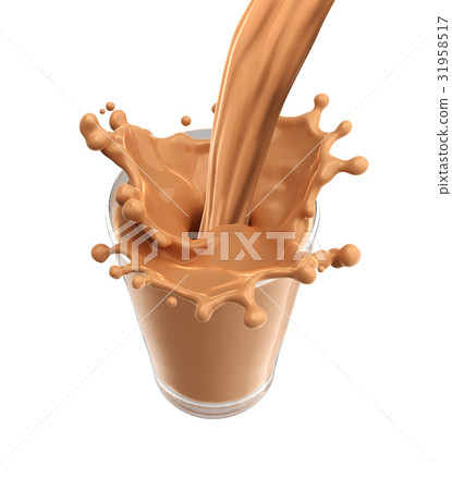 Splash of chocolate milk from the glass on 31958517