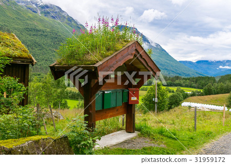 Norwegian mailboxes with grass roof Norwegian mailboxes with grass roof 31959172
