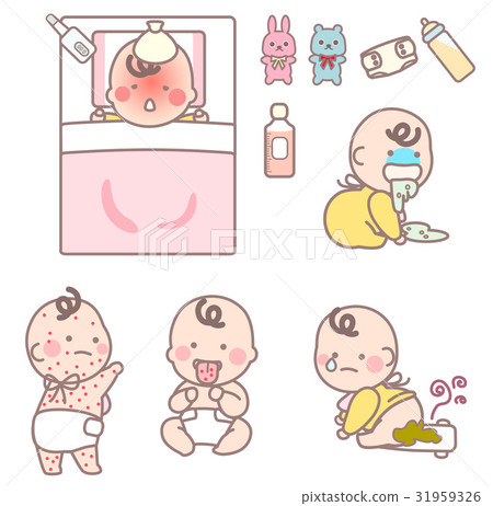 各種嬰兒生病了 各種嬰兒生病了 31959326