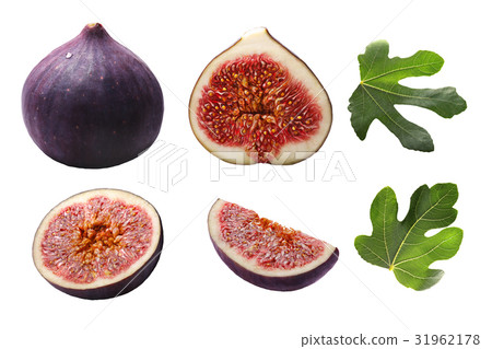 Figs whole and sliced, leaves,  paths 31962178