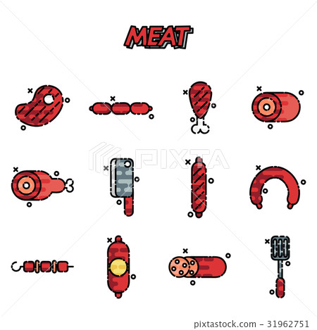 Meat cartoon concept icons 31962751