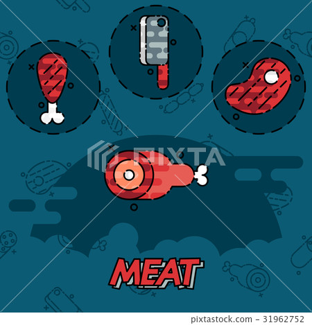 Meat flat concept icons Meat flat concept icons 31962752