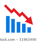 Declining bars graphic icon with declining arrow 31963490