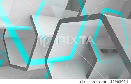 Abstract hexagonal structure with blue sections 31963614