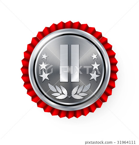 Silver 2st Place Rosette, Badge, Medal Vector 31964111