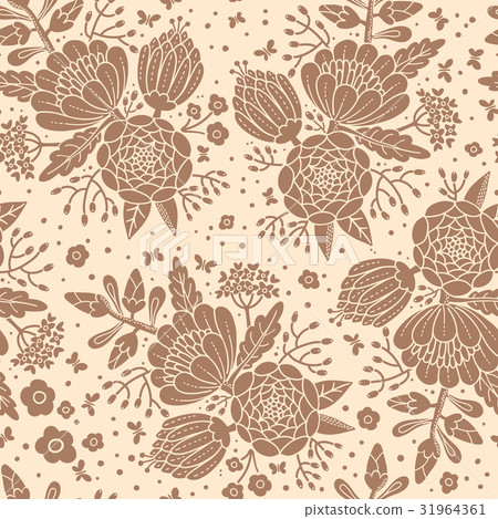 Seamless vintage pattern with decorative flowers. Seamless vintage pattern with decorative flowers. 31964361