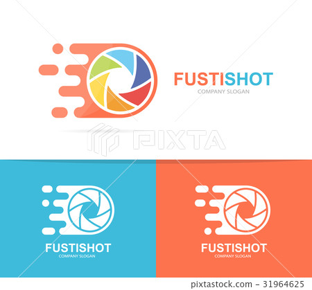 fast camera shutter logo combination. Speed lens 31964625