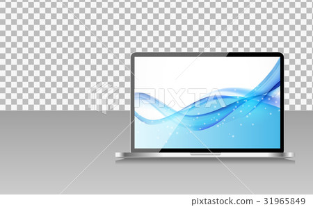 Realistic Computer Laptop with Abstract Wallpaper 31965849