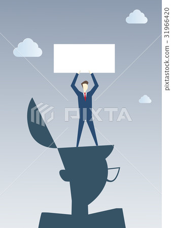 Business Man Standing On Big Businessman Head 31966420