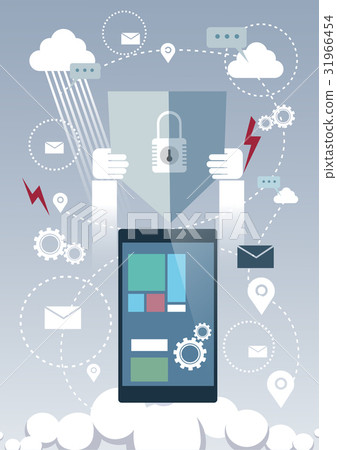 Tablet Computer Device Data Protection Cloud - Stock Illustration ...