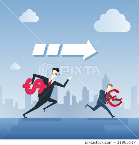 Business People Group Run Holding Dollar And Euro Business People Group Run Holding Dollar And Euro 31966517