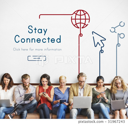 People connected with global communications network 31967243