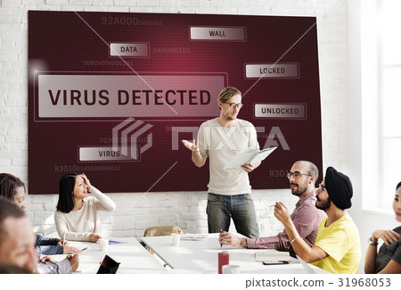 People working on network graphic overlay white board 31968053