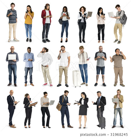 Diverse of People Using Digital Devices Communication Studio Isolated Diverse of People Using Digital Devices Communication Studio Isolated 31968245