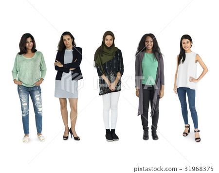 Diversity Women Set Gesture Standing Together Studio Isolated Diversity Women Set Gesture Standing Together Studio Isolated 31968375