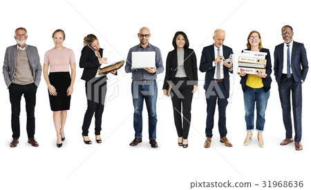 Diversity Business People Set Gesture Standing Together Studio Isolated 31968636