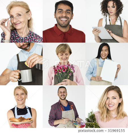 Collages diverse ethnic cheerful people Collages diverse ethnic cheerful people 31969155