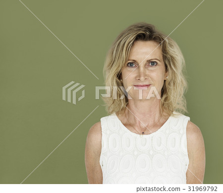 Caucasian blonde woman in a studio shoot 31969792