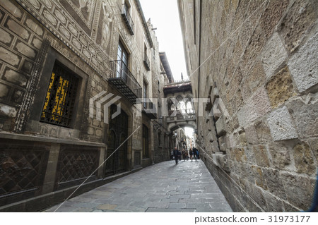 Gothic bridge, Canonges houses, Bisbe Street 31973177