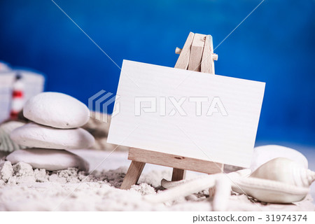 summer season, beach decoration with copy space summer season, beach decoration with copy space 31974374