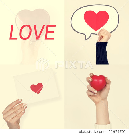 Adult Woman with Love Heart Artwork Studio Collage 31974701