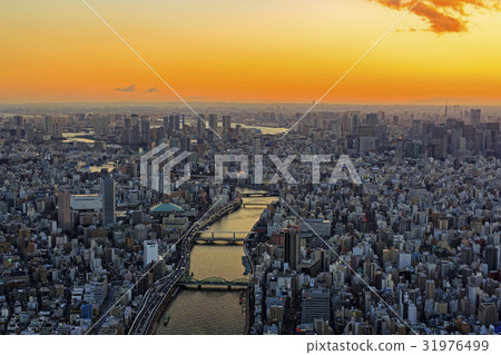 Dusk of the Sumida River / Aerial photograph 31976499