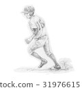 Baseball runner illustration Handwritten illustration 31976615