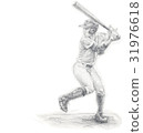 Baseball batter handwritten illustration 31976618