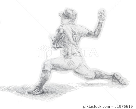Baseball pitcher handwritten illustration Baseball pitcher handwritten illustration 31976619