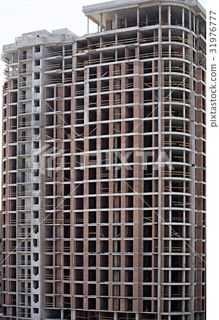 Facade and round corner of a modern concrete Facade and round corner of a modern concrete 31976777