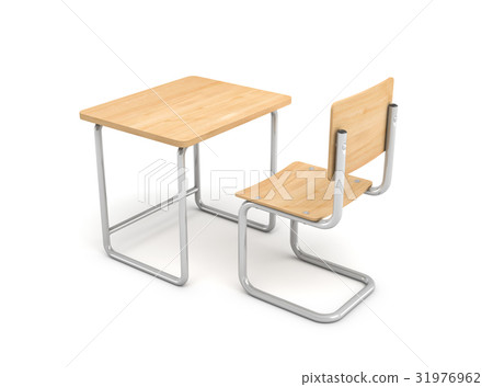 3d rendering of a school desk and chair both are 31976962
